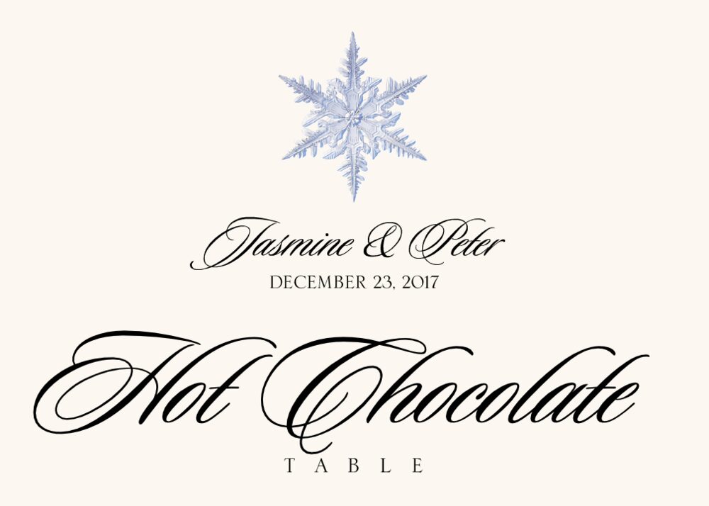 Winter Snowflake Assortment Wedding Table Names, Winter Table Name